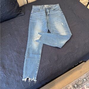 LOFT high waist skinny jeans - distressed